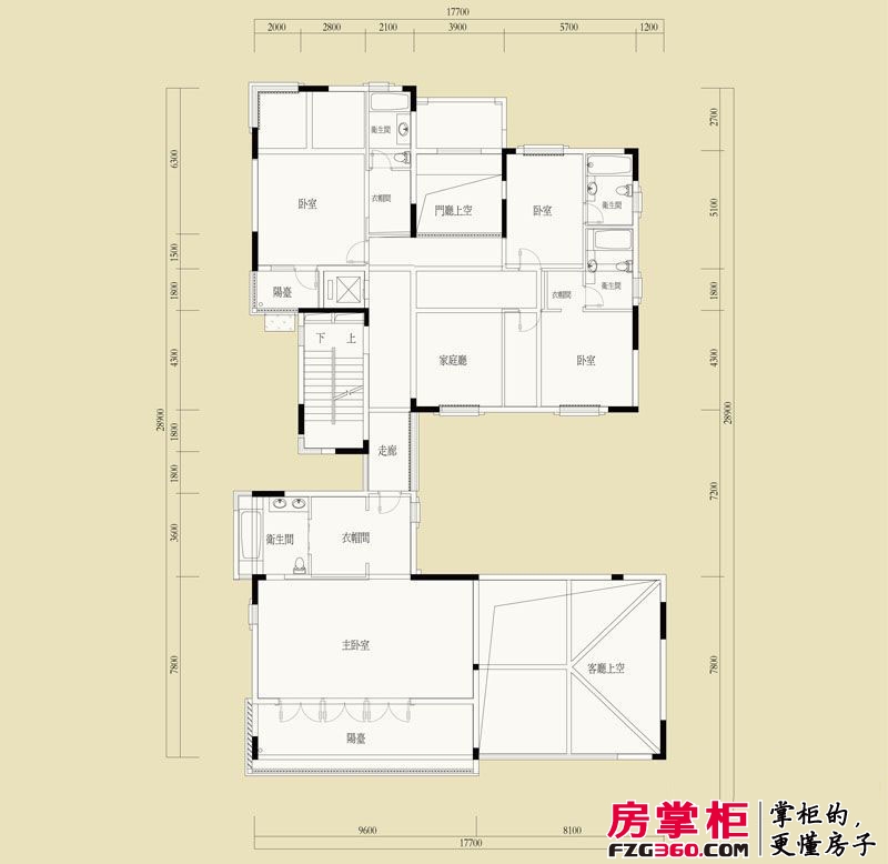 水印长廊k-31栋户型（三层平面） 6室1厅4卫