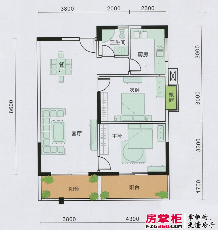 桂林日报社小区滨江国际9栋B户型 2室2厅1卫1厨