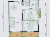 桂林日报社小区滨江国际9栋B户型 2室2厅1卫1厨
