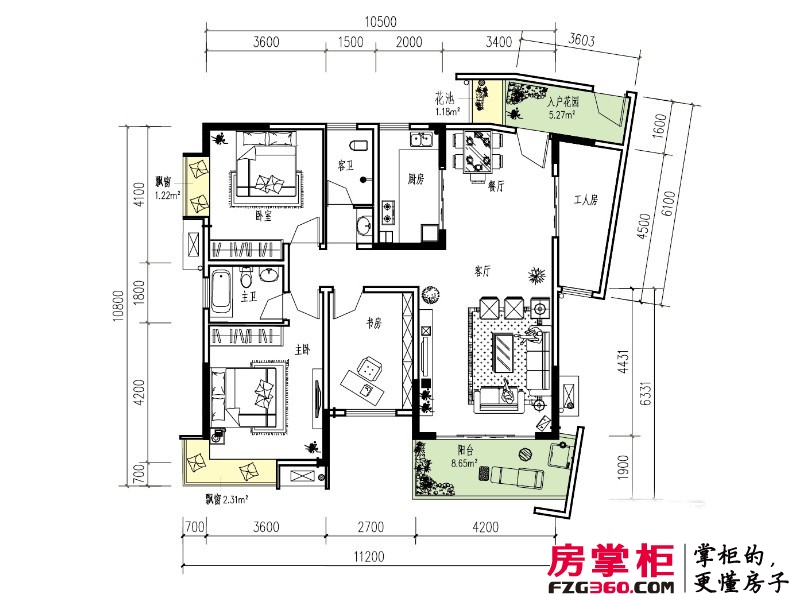 百年荟城市广场10#楼标准层Ｄ1户型 4室2厅2卫1厨