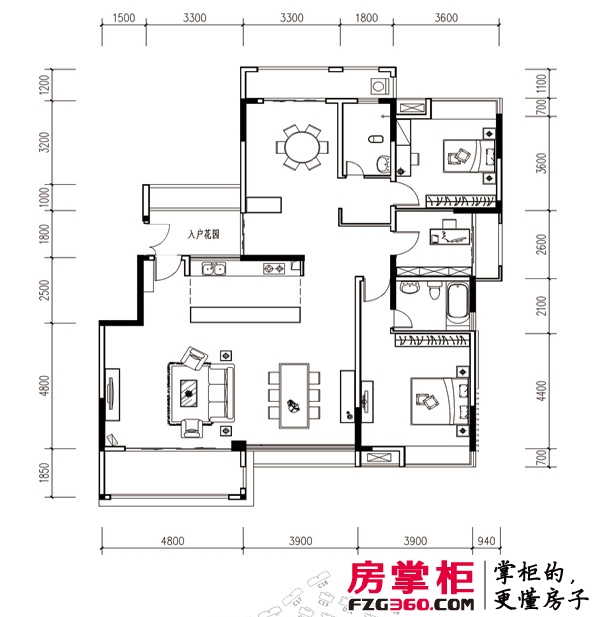 桂林国奥城C-2户型图 4室2厅2卫1厨