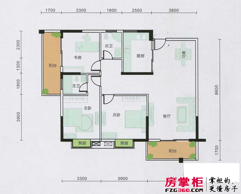 桂林日报社小区滨江国际9栋A户型 3室2厅2卫1厨