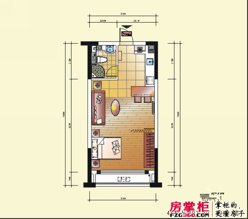 红景·凯丽晶座户型图单身公寓七层户型图 1室1厅1卫1厨