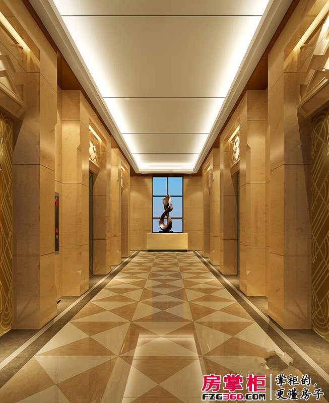 美好国际大厦效果图地下层及标准层电梯间