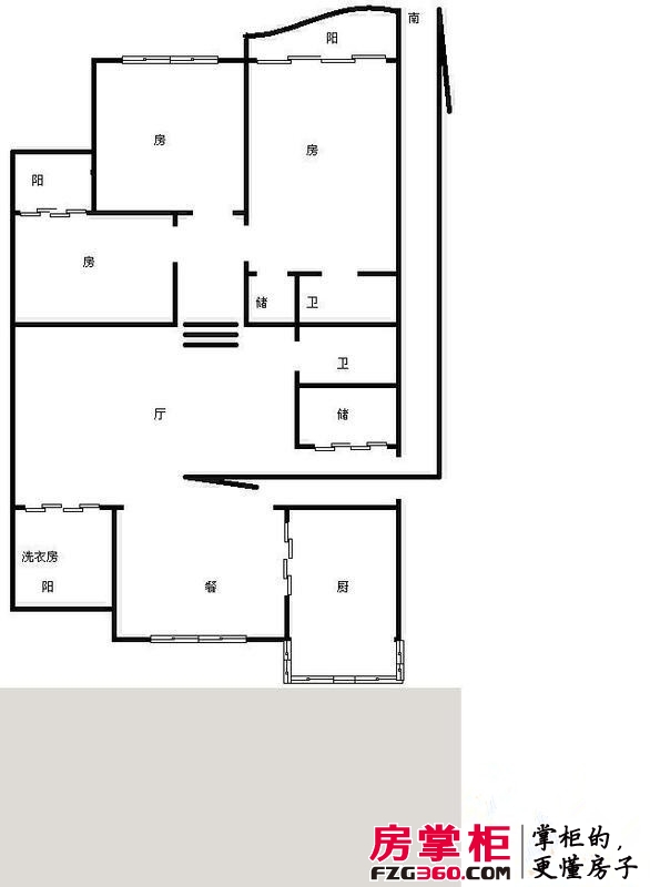 新河公寓 3室 户型图