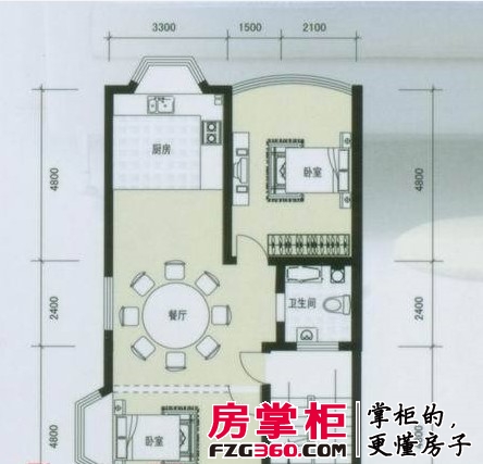 天翔赭山家园户型图二层 1室