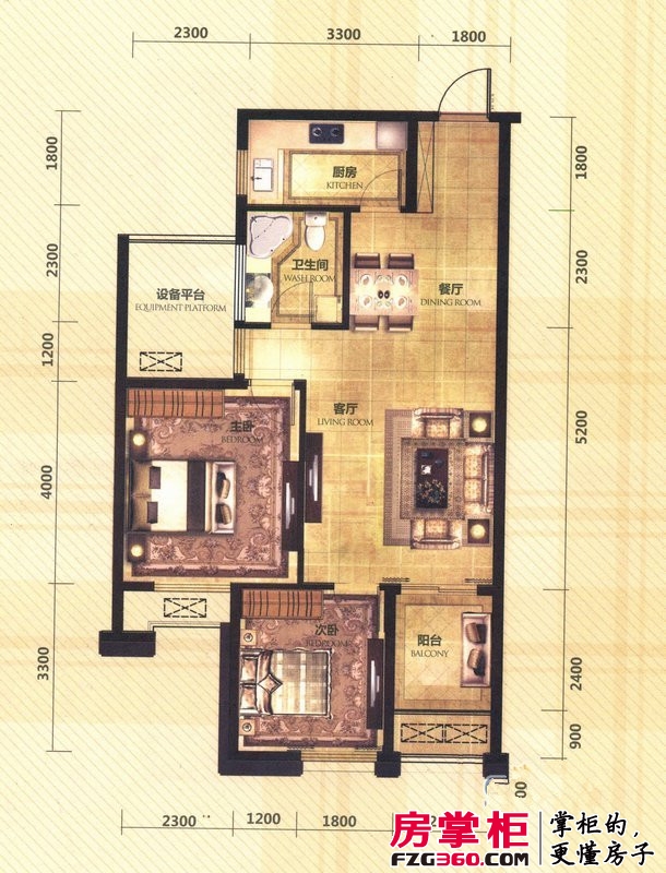 东田擎天半岛户型图一期G4号楼标准层D-1户型 2室2厅1卫1厨