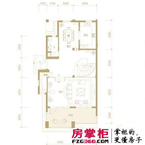 千岛湖滨江度假别墅户型图现代叠排A户型一层 3室2厅3卫1厨