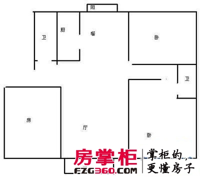 盛雅公寓户型图3室 户型图 3室2厅1卫1厨