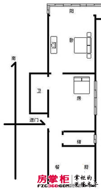 中北花园户型图2室 户型图 2室1厅1卫1厨