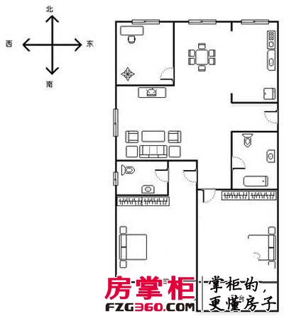 湖墅嘉园户型图3室 户型图 3室2厅1卫1厨