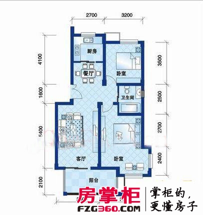 黄鹤山居户型图4#-1-101户型 2室2厅1卫1厨