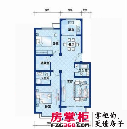 黄鹤山居户型图7#-1-102户型 2室2厅2卫1厨