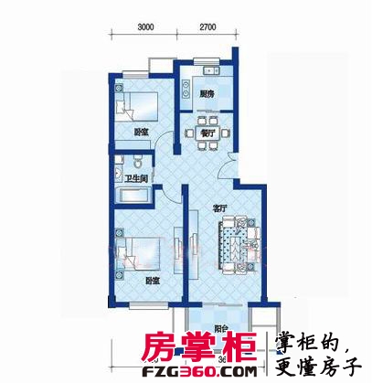 黄鹤山居户型图4#-1-102户型 2室2厅1卫1厨
