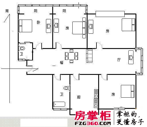 香港城户型图4室 户型图 4室2厅2卫1厨