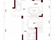 金顺锦绣时代户型图一期公寓2号楼标准层3层D户型 2室2厅1卫1厨