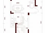 金顺锦绣时代户型图一期公寓2号楼标准层3层C户型 2室2厅1卫1厨