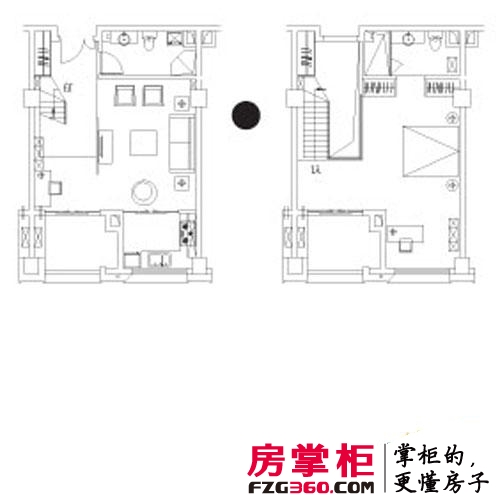 海陆UN公社户型图loft2户型平面图 1室2厅2卫1厨