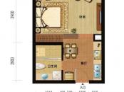 赛银国际卖家汇户型图1-2#楼精装公寓42.94㎡ 1室1厅1卫1厨