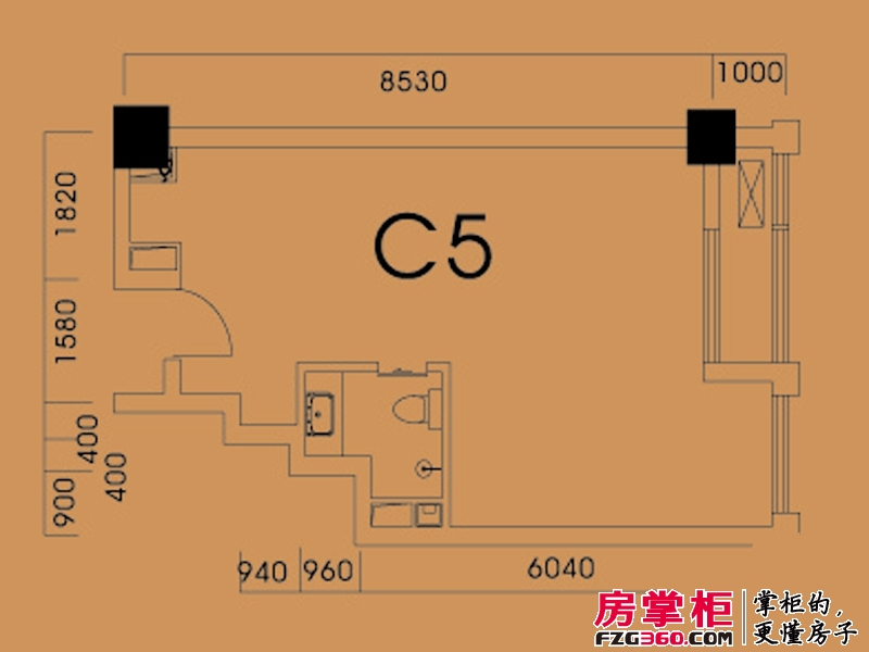 杭州香港城户型图C#座楼宇c5户型 1室1厅1卫