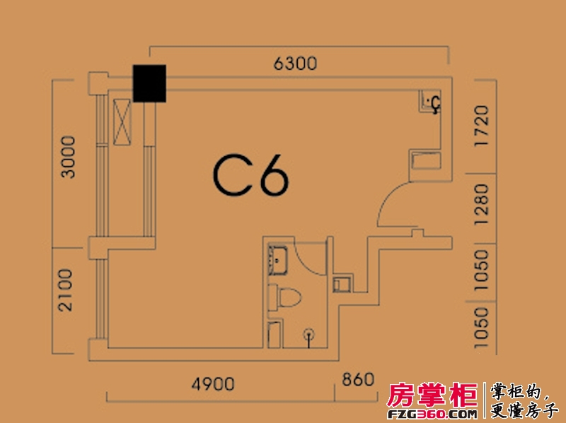 杭州香港城户型图C#座楼宇c6户型 1室1厅1卫