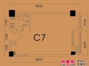 杭州香港城户型图C#座楼宇c7户型 1室1厅1卫1厨