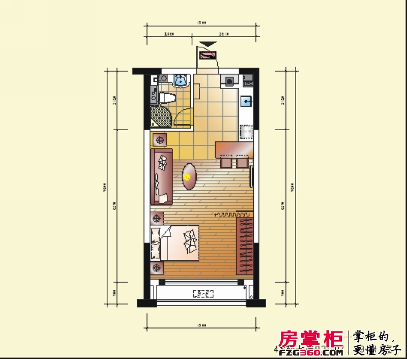 红景凯丽晶座户型图单身公寓七层户型图 1室1厅1卫1厨