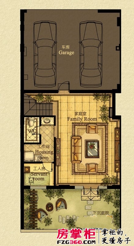 西溪玫瑰户型图一期C2户型地下层 5室3厅5卫1厨