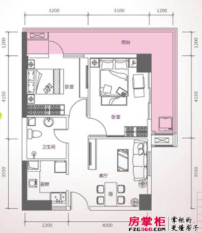 峰尚国际户型图A-b2-01 2室1厅1卫