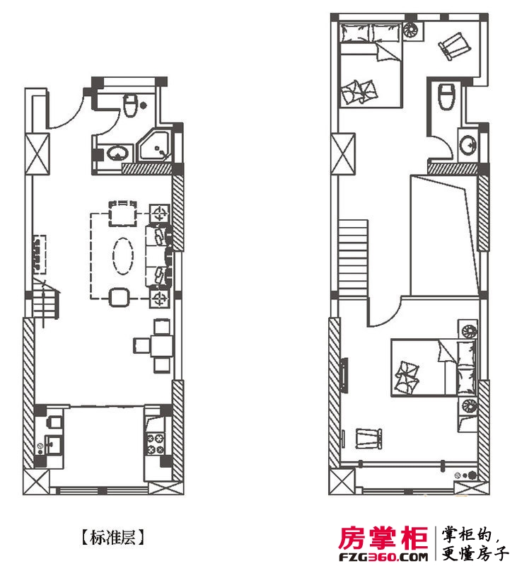 中环城户型图H2户型平面示意图 1室1厅1卫1厨