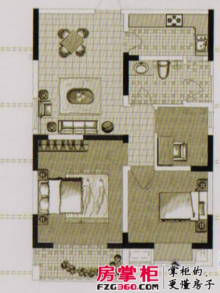 金海花园知寓户型图幸福空间A户型 3室2厅2卫1厨