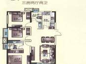 中国铁建国际城户型图五期品园D1户型 3室2厅2卫1厨