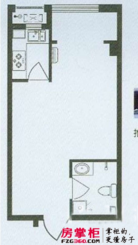 富世广场户型图C户型45㎡ 1室2厅1卫1厨