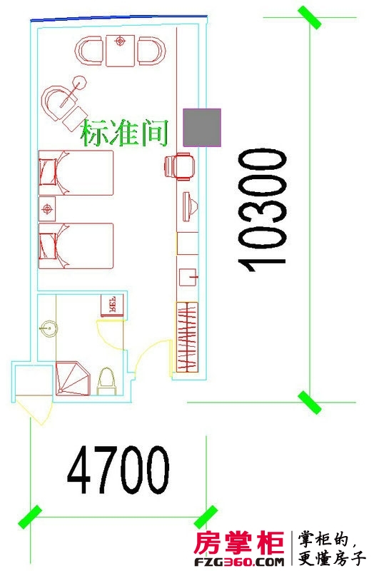 荣城·铂郡户型图产权式酒店-办公面积56㎡ 1室1卫1厨