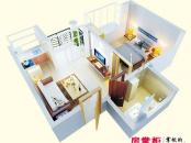 蓝岛滨海康城二期户型图38.13平米3D户型图 1室1厅1卫1厨