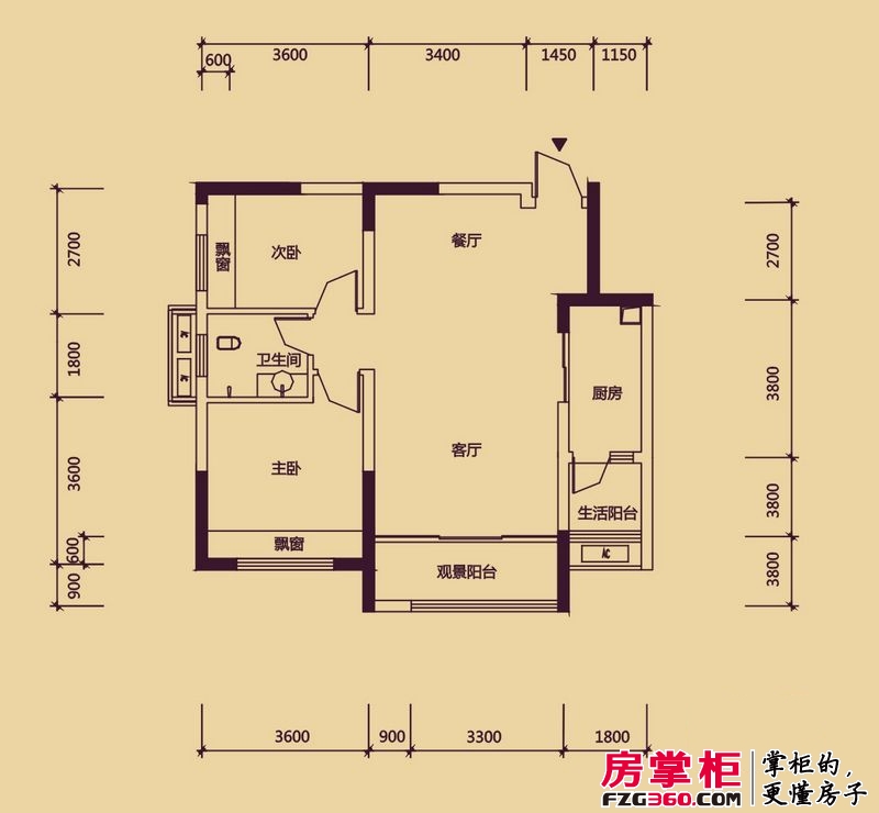 金水湾国际公馆户型图4、5、6栋D户型 2室2厅2卫