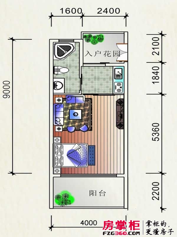 博鳌经典户型图公寓紧凑型户型图 1室1厅1卫
