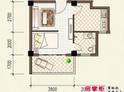 陆邦荣华园户型图B1-03户型图 1室1厅1卫1厨