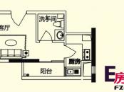 义方家园户型图商务公寓标准层E户型 1室1厅1卫1厨
