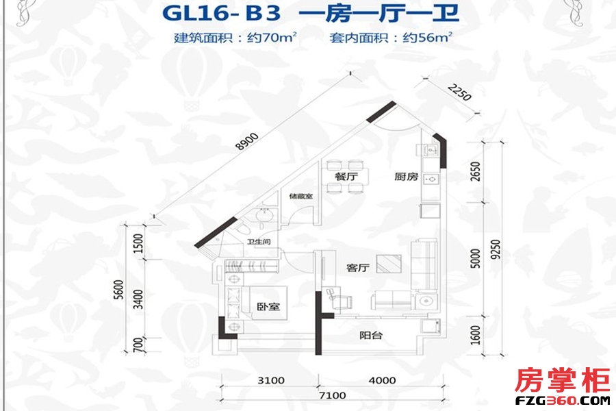 公寓GL16-B3户型图