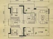 蓬江玉圭园户型图10、12、13栋标准层E户 3室2厅1卫1厨