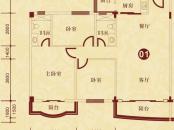 侨雅花苑户型图4期1、2、5、6号楼标准层01户型 3室2厅2卫1厨