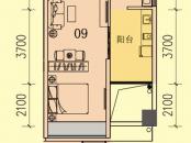 益丞·艾迪公寓户型图标准层09户型 1室1厅1卫1厨