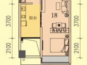 益丞·艾迪公寓户型图标准层18户型 1室1厅1卫1厨