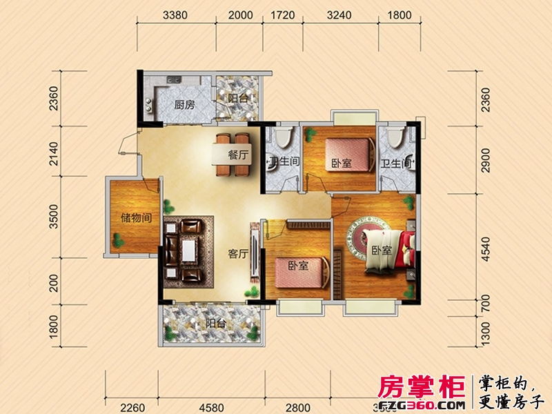 松鹤国际新城户型图c1-8户型 4室2厅2卫1厨
