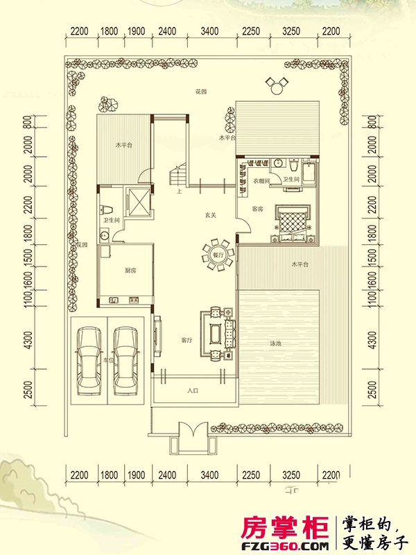 台山颐和温泉城户型图独栋别墅M5户型首层 1室2厅2卫1厨