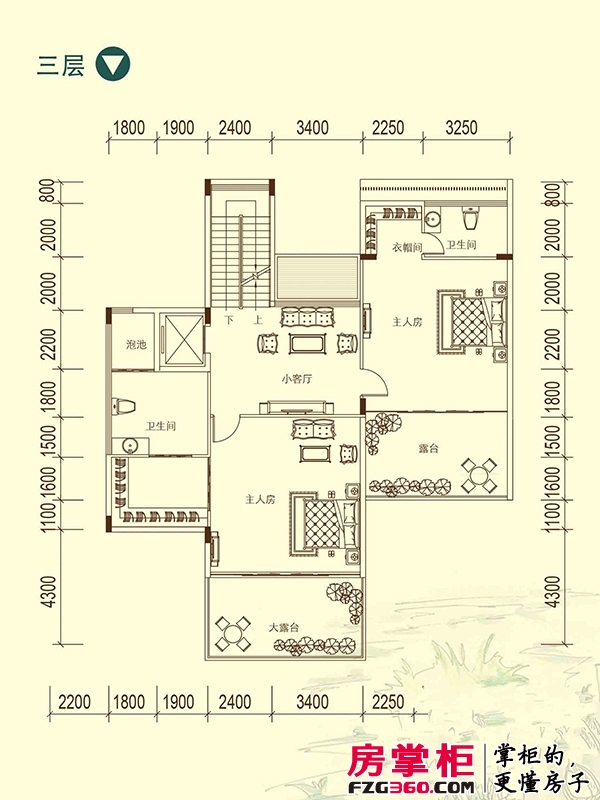 台山颐和温泉城户型图独栋别墅M5户型三层 2室1厅2卫