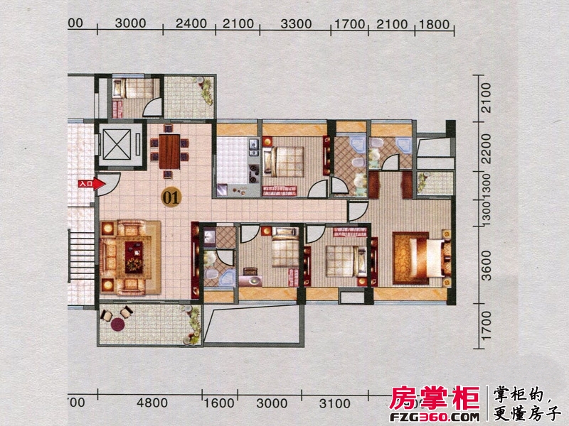 红棉雅苑户型图5座2-15层02户型 3室2厅3卫1厨