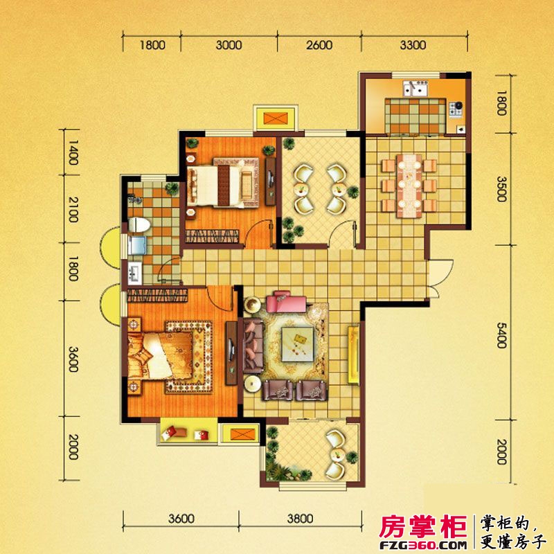 中国诺贝尔城户型图A1户型 2室2厅1卫1厨