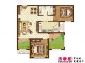 中国中铁·诺德名城户型图K户型(绿色部分为赠送面积) 3室2厅1卫1厨